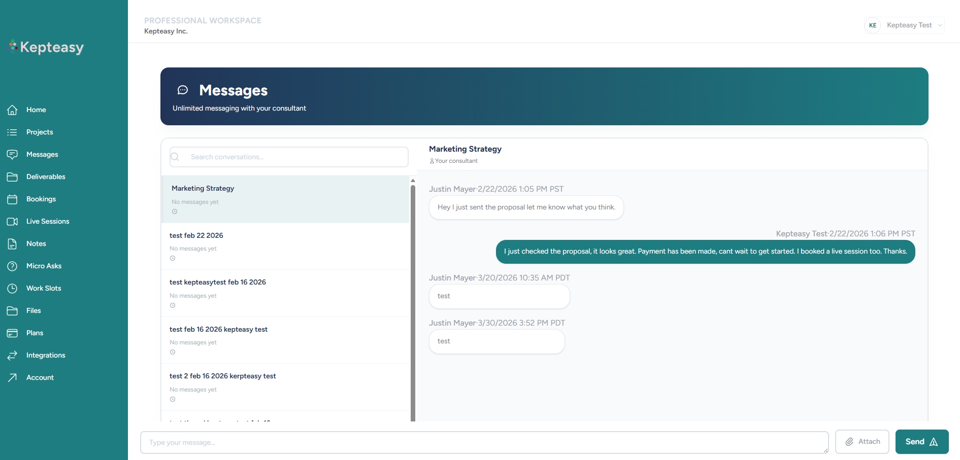 Consulting messages screenshot