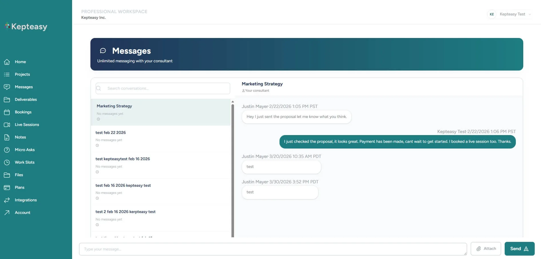 Consulting messages screenshot