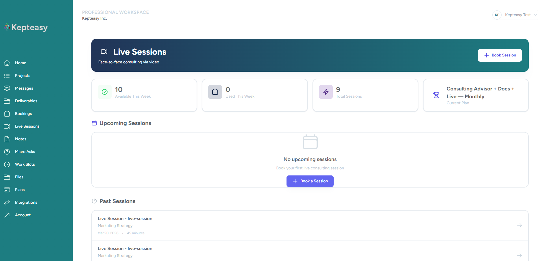 Consulting live sessions and notes screenshot