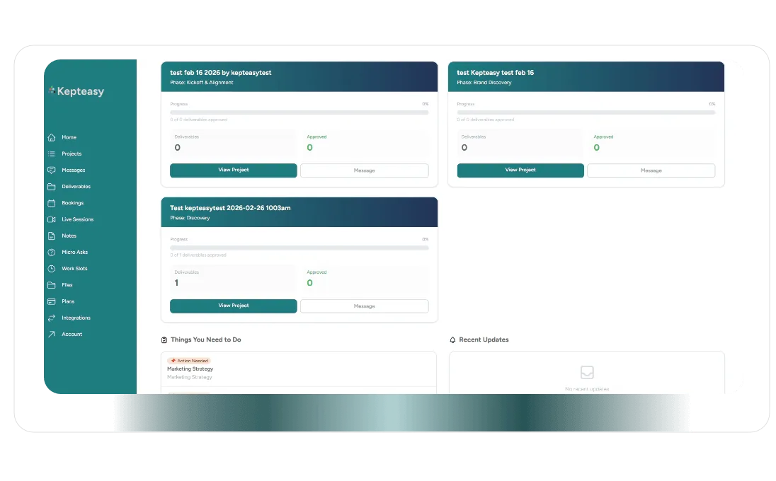 Kepteasy Consulting App dashboard